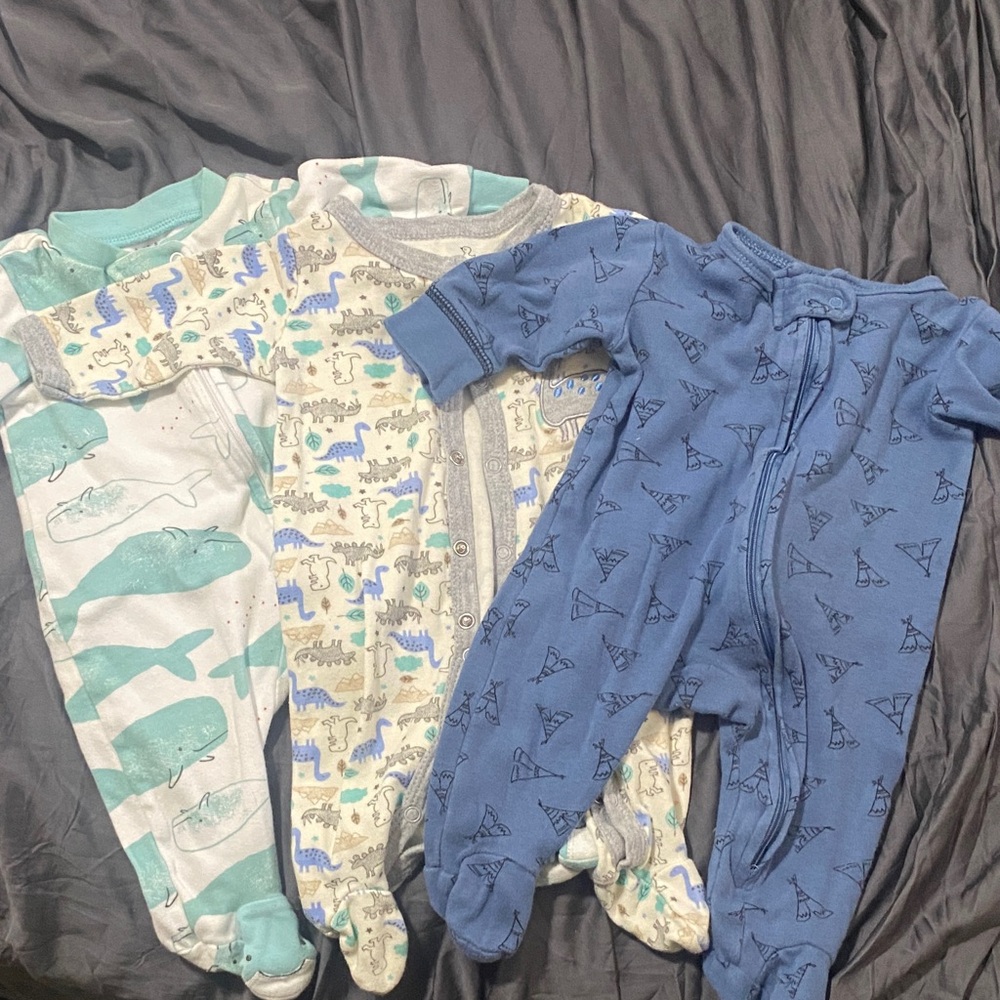Carter's Blue and Multicolor Animal Print Footies